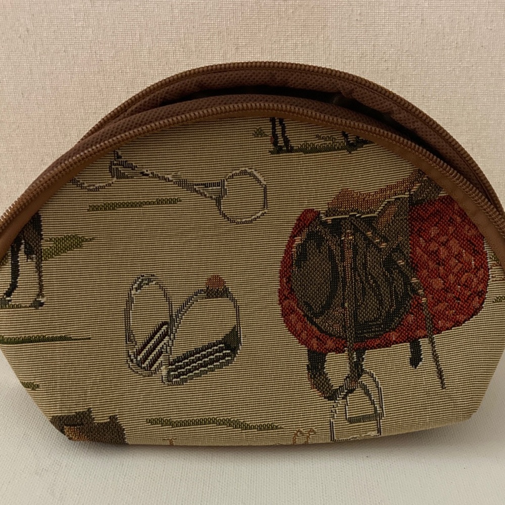 Equestrian-Themed Signare tan canvas Toiletry Bag unisex